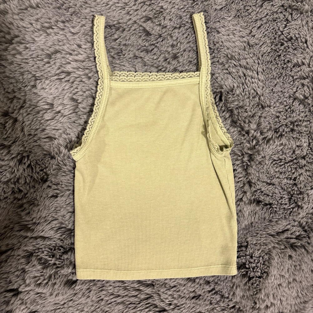 American Eagle Outfitters Lace Trim Tank Top - Light green